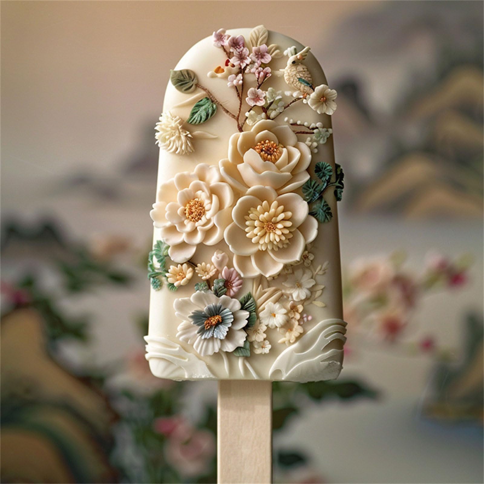 Moldes for paletas con forma de flor, moldes for helado, textura silicona, suministros for postres(A)