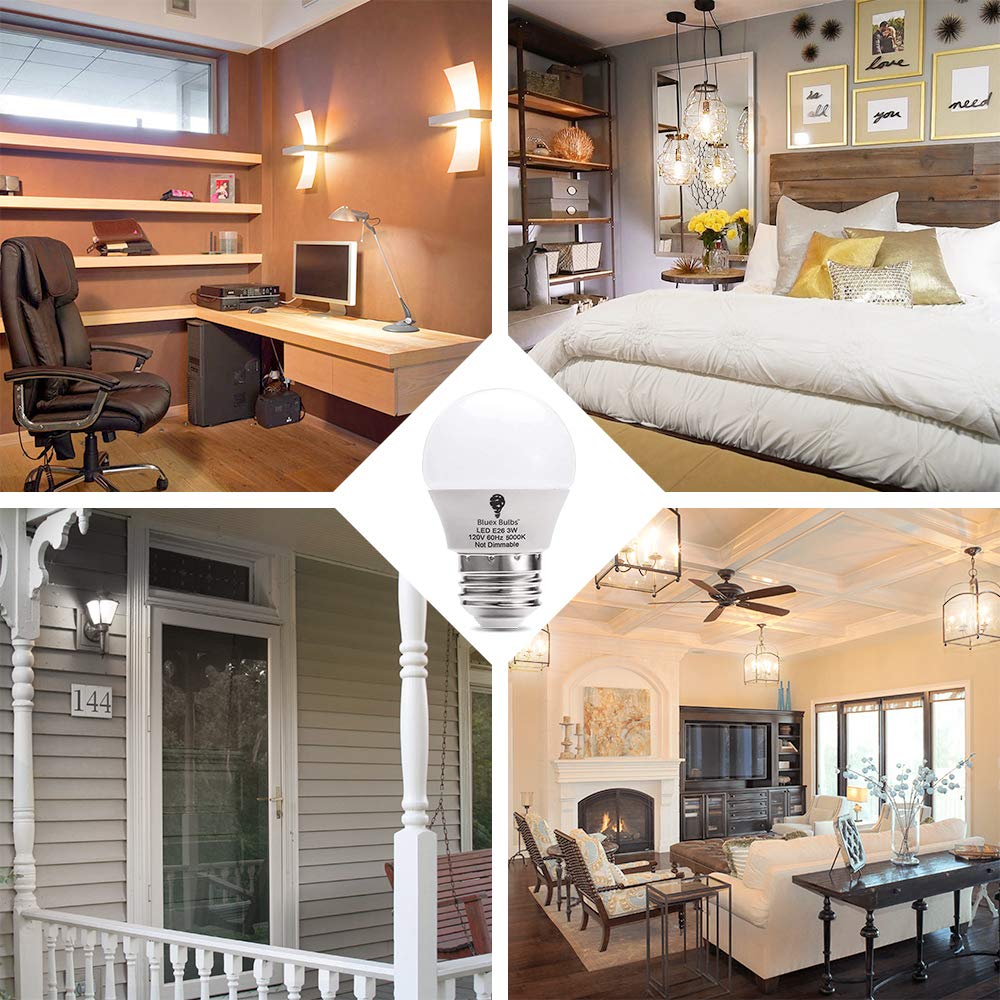 8 Pack BlueX 3W G14 LED Light Bulb 5000K Daylight - 25W Equivalent - E26 Base 120V - — view 4