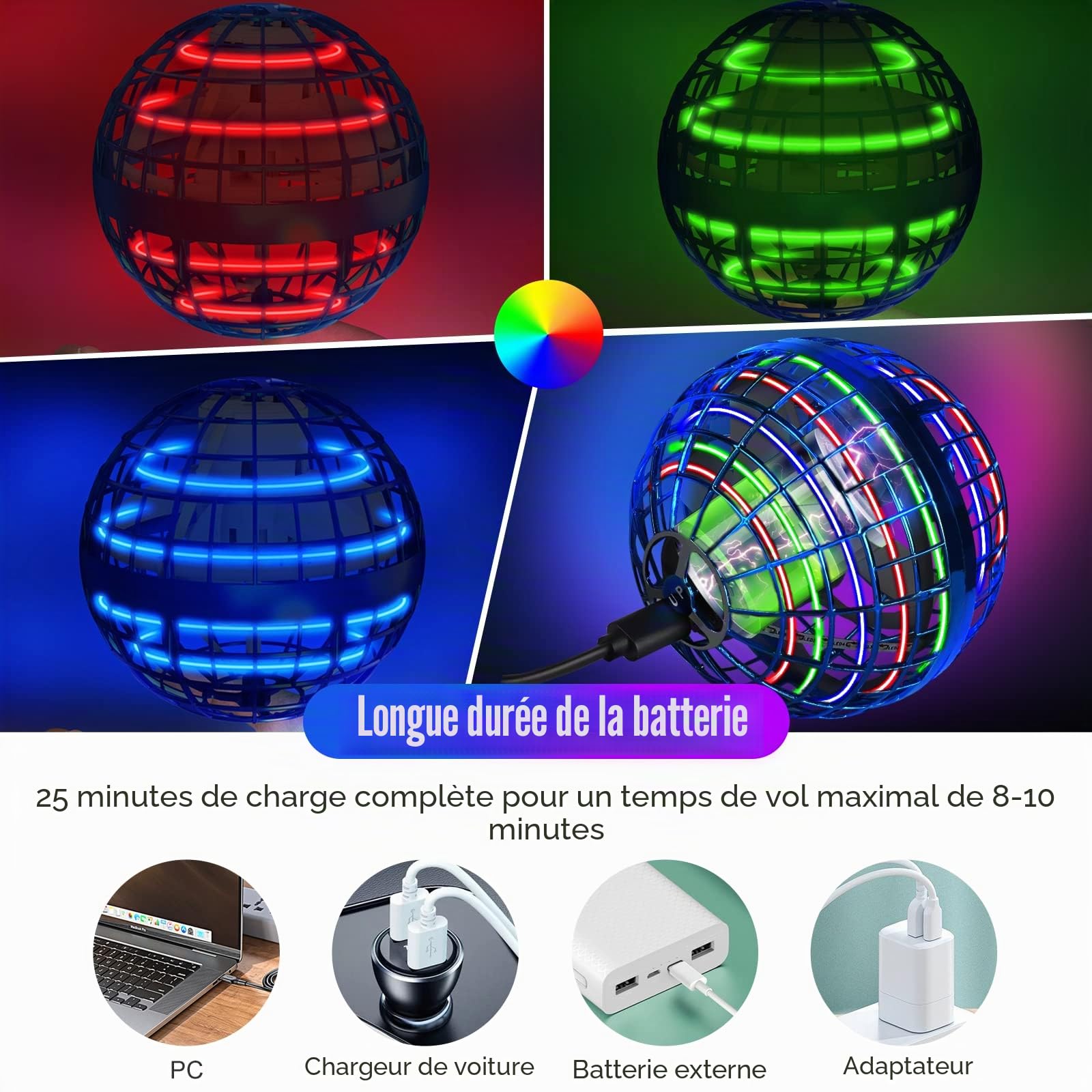 semai Boule Volante Lumineuse, Flying Ball Jouet Jouets pour Enfants à partir, Jouets d'extérieur Boule Magique, Cadeaux pour garçons et Filles de 6 à 12 Ans