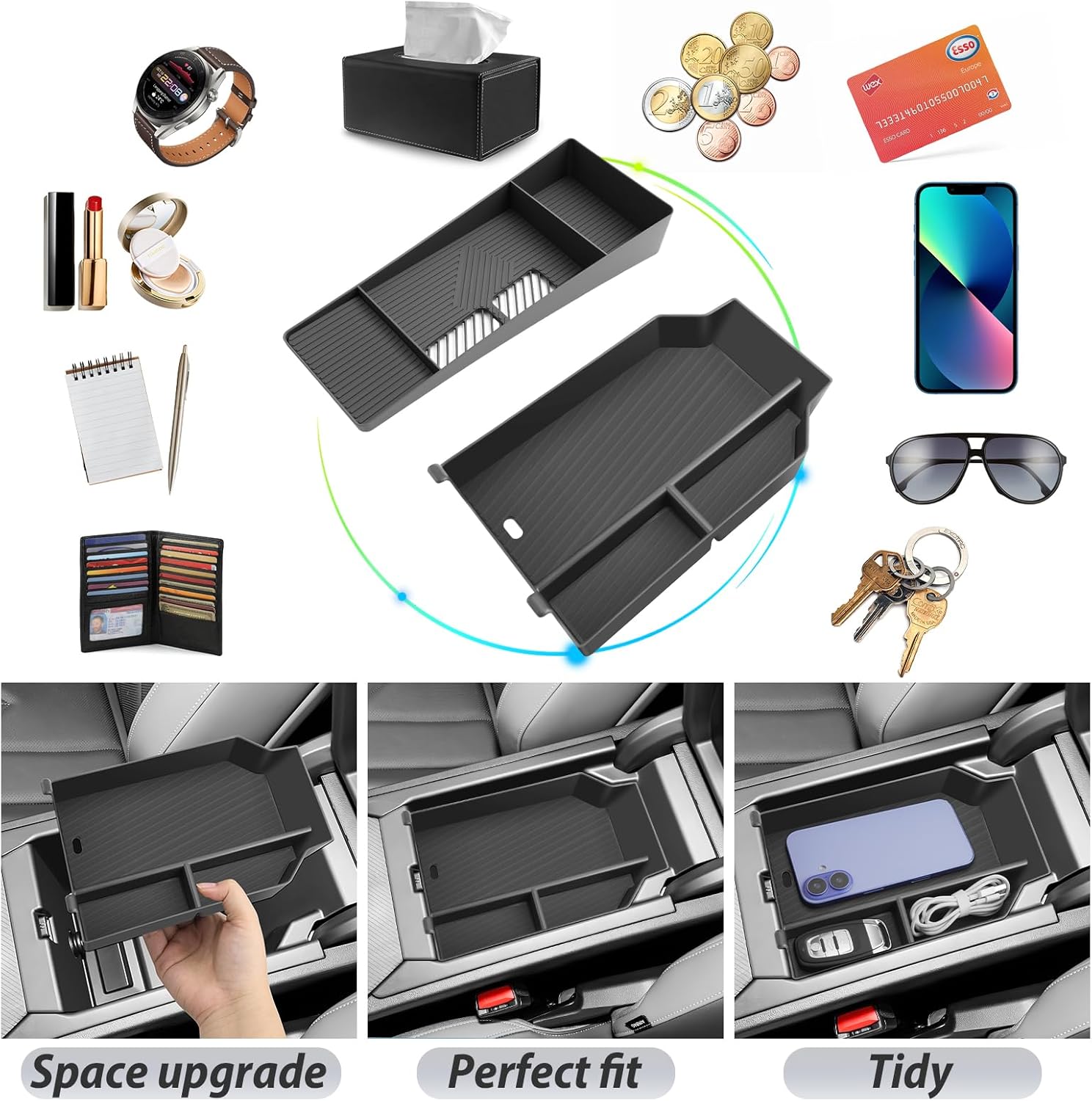 SKTU 2Pcs for 2025 2026 BMW X3 Center Console Organizer for 2025 2026 BMW X3 (30 xDrive/M50 xDrive) Console Tray Dashboard Organizer 2025 2026 X3 Behind Screen Tray BMW X3 2025 2026 Accessories
