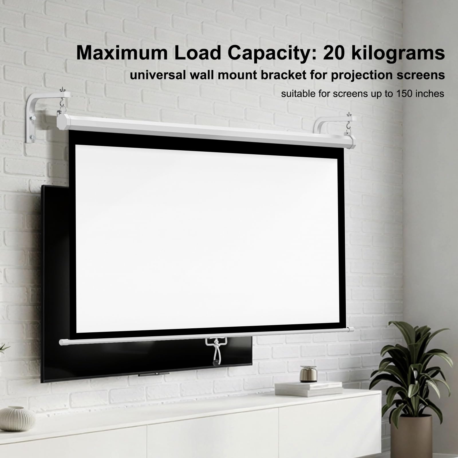 WASJOYE 2 Stück Beamer Leinwand Wandhalterung L-Klammern,16,5 cm verstellbare Verlängerung mit Haken Heimprojektor und Filmleinwände Tragkraft bis zu 20 kg, weiß