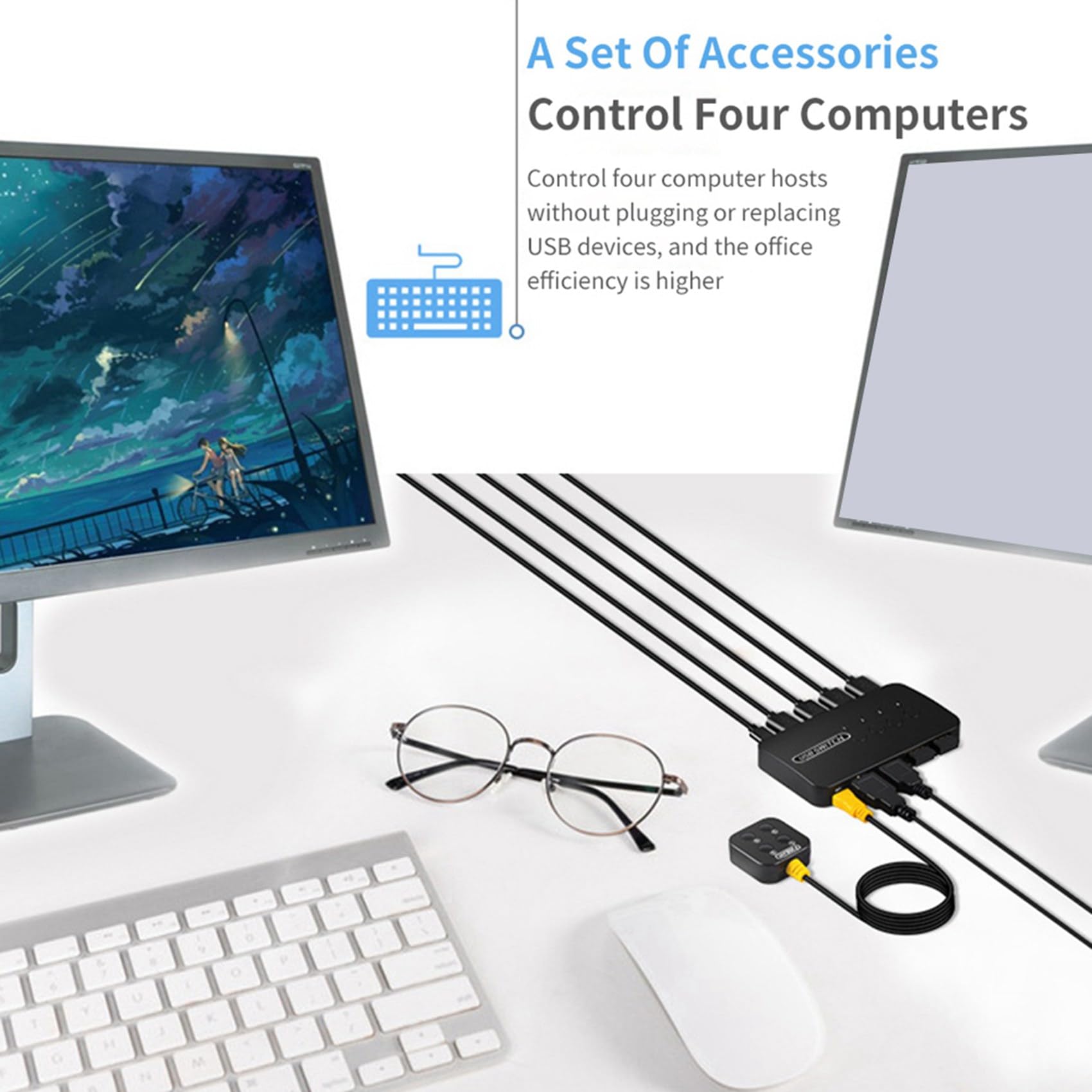 5X Switch USB Adattatore Controller Condiviso 4 Ingressi 4 Uscite per Computer Portatile Stampante Tastiera Mouse Monitor