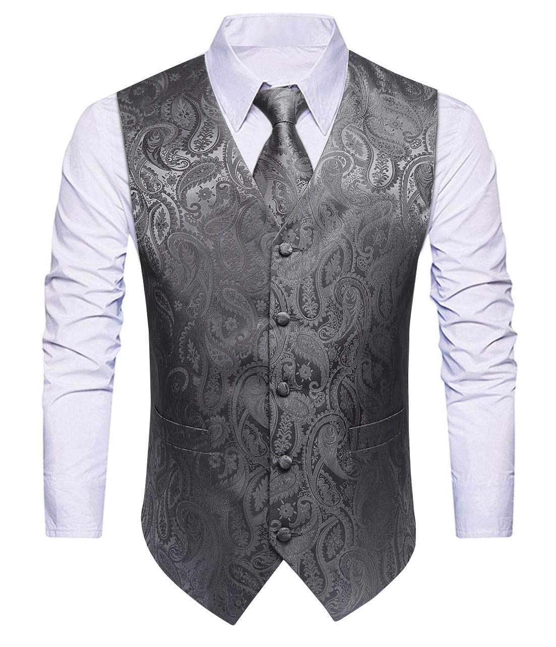 Rithern Mannen Vest Set Zijde Jacquard Paisley Bloemen Vest Tie Pocket