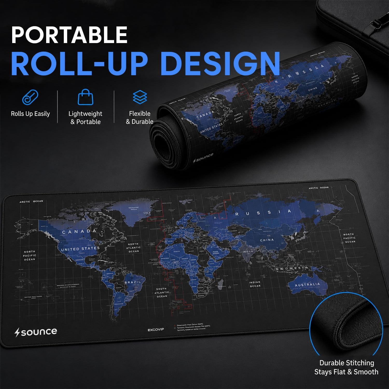Sounce Extended Gaming Mouse Pad | Large Desk Pad with Stitched Edges & Non-Slip Rubber Base | for Computer, Laptop, Keyboard | Office & Home | 800 x 300 x 2 mm — Amazon image 6