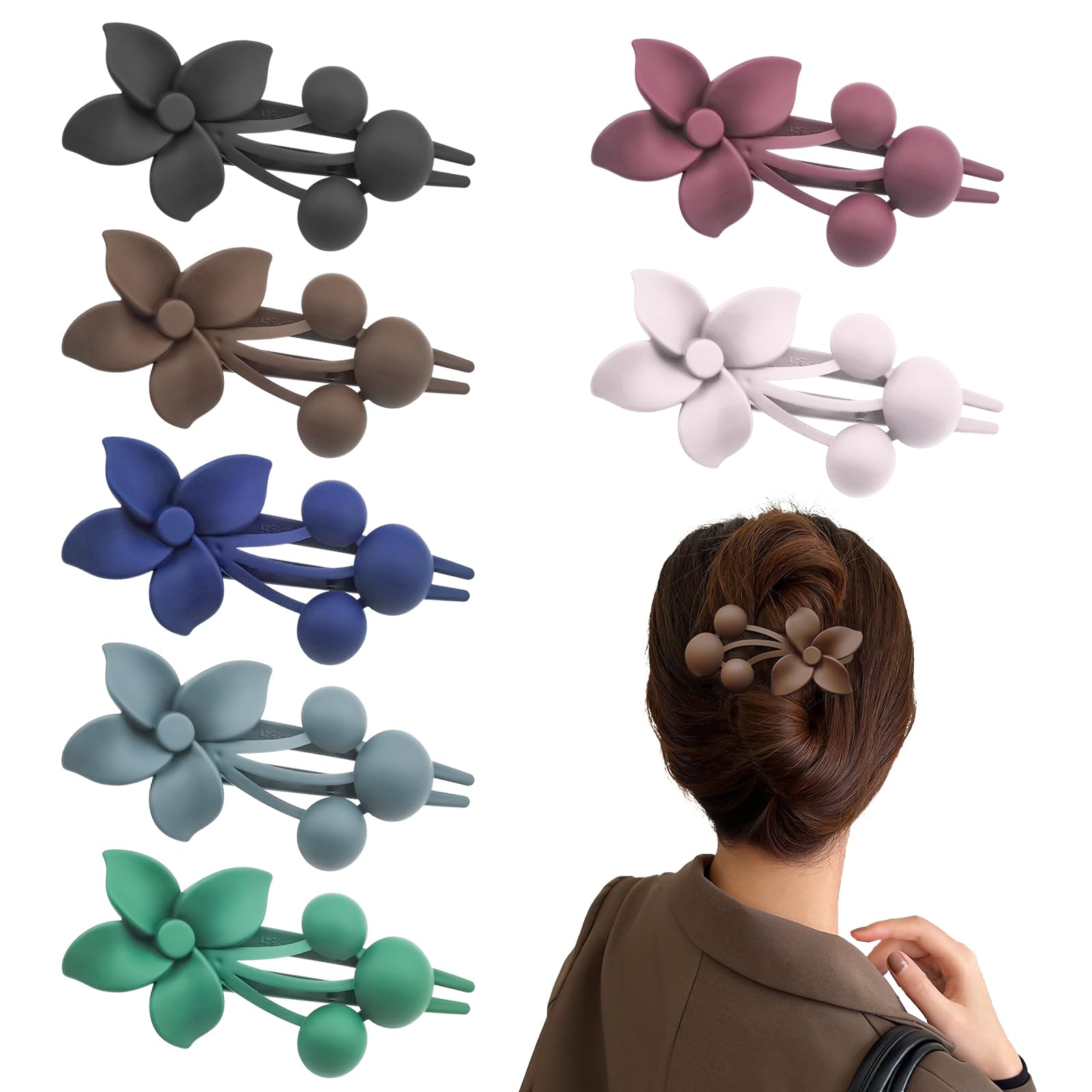 7 PACK Flower Alligator Hair Clips Matte Curved Hair Claw No Slip Hair Clips Volume Strong Hold Clip Hair Claw Hair Accessories for Women Girls