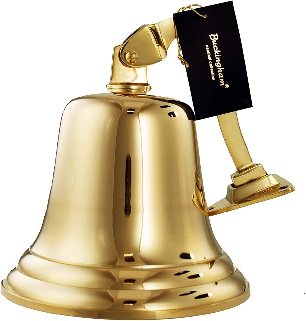 Buckingham Solid Brass Large 7" / 17.5 cm, Last Orders, Pub, Wall Mountable Ideal for Pubs & Home Bars, School Dinner, Ship Nautical, Door Bell, Gold