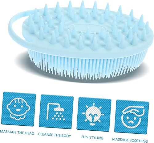Miniatura 4 de Soft Silicone Sensory Bath Brush with Hook Double Sided Gentle Body Massaging Scrubber for Delicate Skin Portable Shower Exfoliating Scrubber for