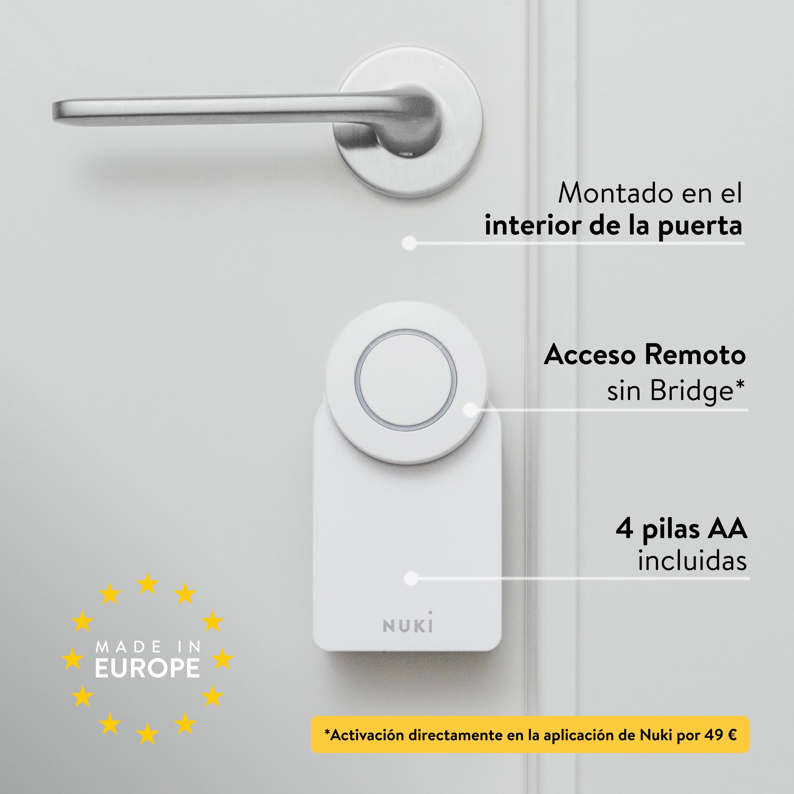 Nuki Smart Lock Go (2025) con Bluetooth & Matter, cerradura inteligente que convierte tu smartphone en llave, fácil instalación sin cambiar cilindro – Smart Lock con Keypad