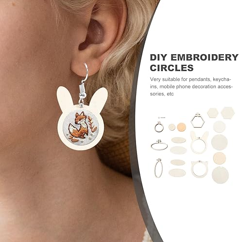 Miniatura 9 de EXCEART 6 anillos de decoración en miniatura, aros de bordado, marco de punto de cruz, círculos bordados para manualidades, mini aros de bordado,