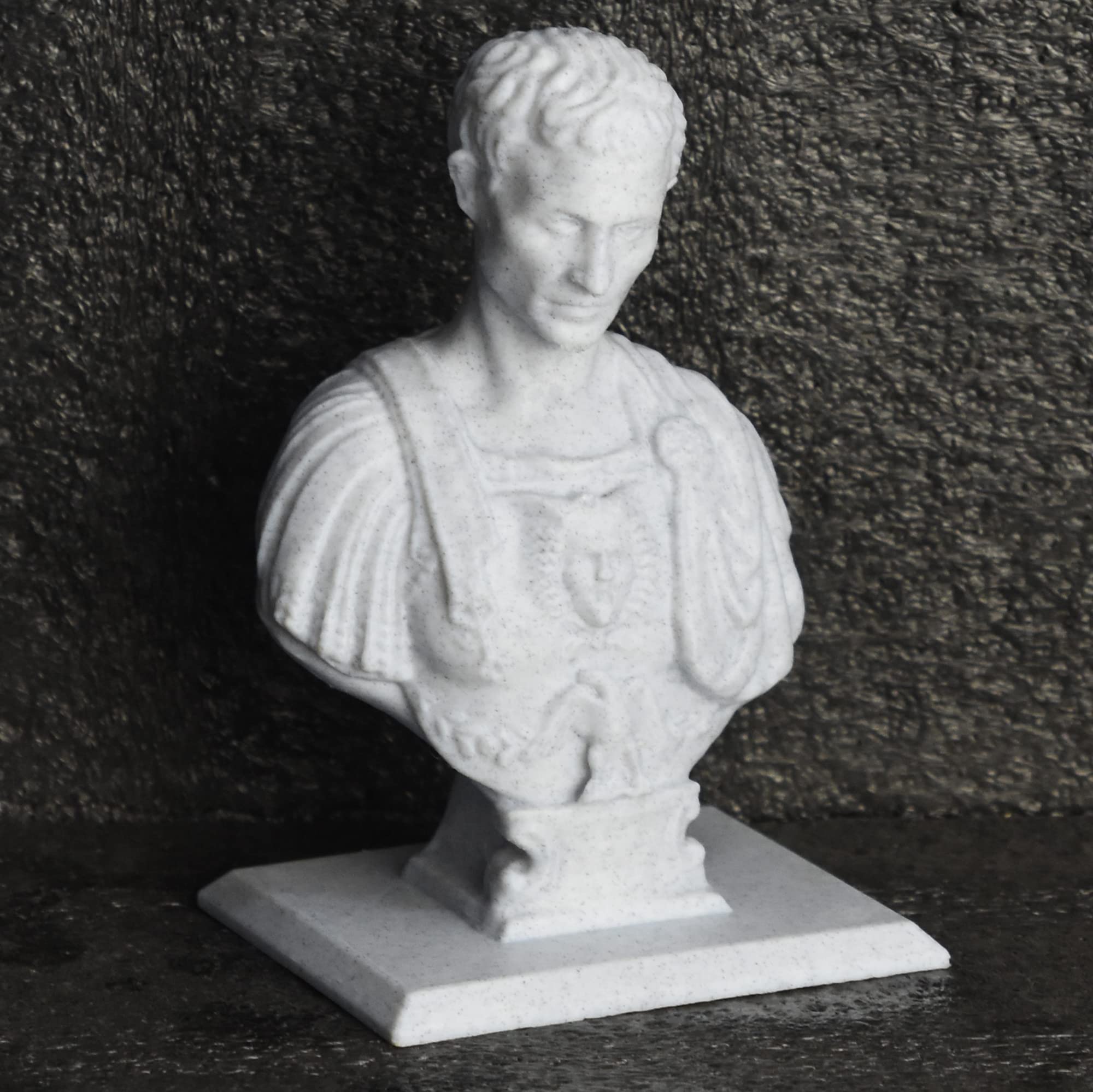 Giulio Cesare portamatite statua porta penna matita ufficio scrivania mezzo busto statua 150mm 3D 5 posti PLA biodegradabile (Marmo)