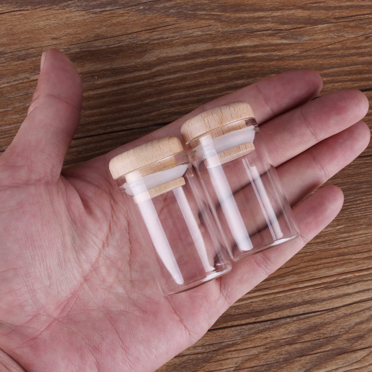 Reagenzgläser aus klarem Glas, Reagenzgläser aus Glas mit Korkstopfen, 5 Stück, 20-ml-Flaschen, Gläser, Fläschchen Holzkappen