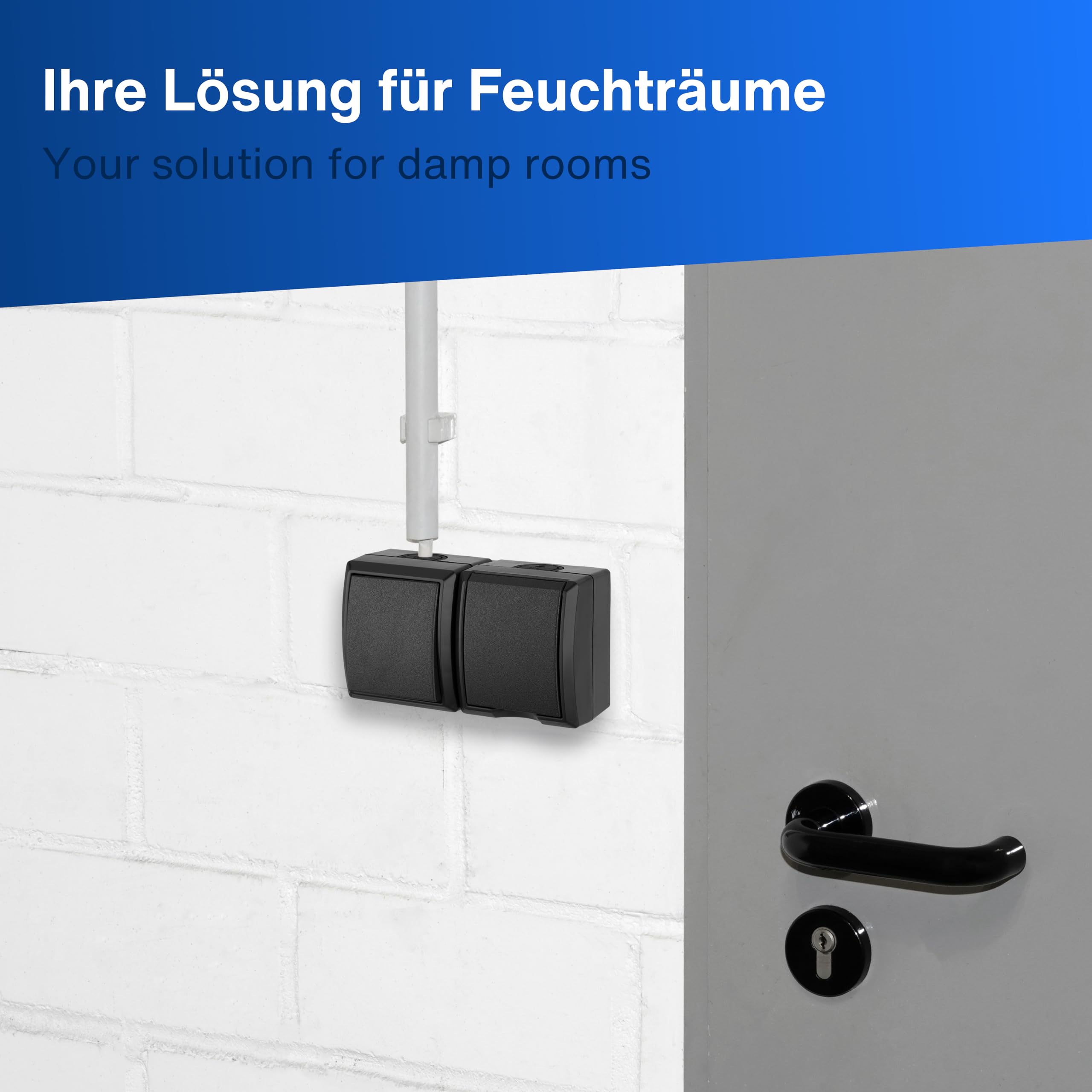 REV AquaForm - Lot de 5 prises - Combinaison d'interrupteurs A/W - IP44 - Bipolaire - Montage en saillie - Anthracite