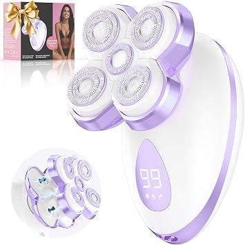 Electric Razors for Women - Upgraded Magnetic Electric Shaver for Women, Cordless Painless Hair Remover for Legs Bikini Face, Lady Trimmer for Sensitive Skin, Detachable and Waterproof, Purple
