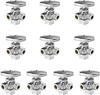 Vista 16 de EFIELD Válvula de parada de ángulo de giro múltiple con salida de compresión doble, 1/2 "NOM (5/8" OD) x (3/8 pulgadas x 3/8 pulgadas) cromo