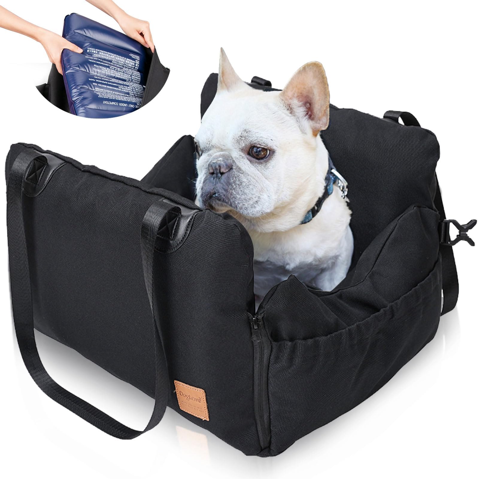 Portable Car Pet Booster Seat & Travel Carrier - Breathable Bag With Seat Belt Loop