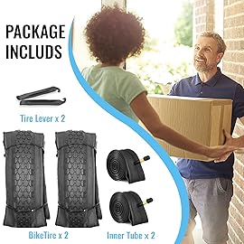 MOHEGIA 26 Inch Cruiser Bike Tires Replacement Set with 2 Pack 26x2.125 Inch Folding Bicycle Tires,Tubes and Tire Levers for Beach Cruiser City Bikes/Black