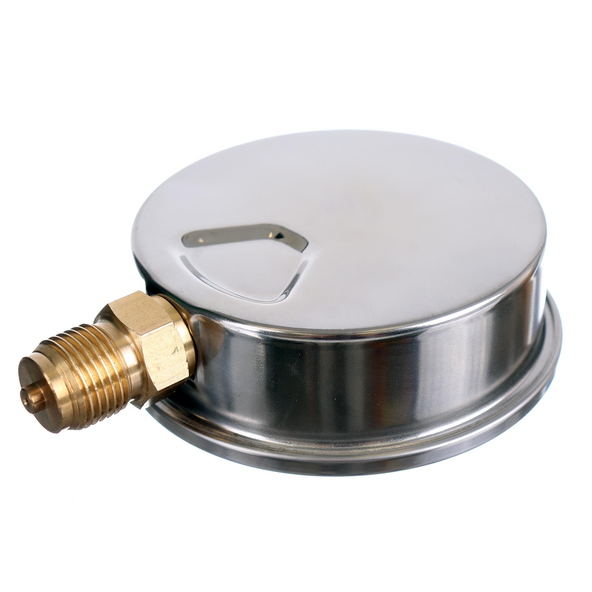 0..10 Bar Glycerine Manometer RVS/Messing 63 mm Klasse 1.6