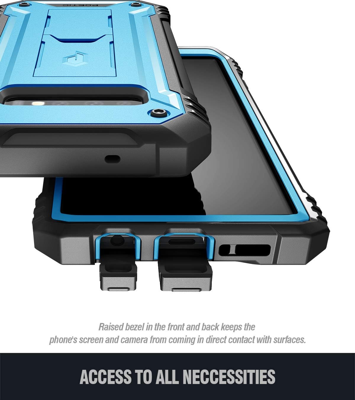 Galaxy S10 Plus Rugged Case with Kickstand, Poetic Heavy Duty Military Grade Full Body Cover, Without Built-in-Screen Protector, Revolution Series, for Samsung Galaxy S10+ Plus 6.4 Inch (2019), Blue