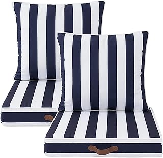 Enipate Outdoor Deep Seat Cushion Set of 2, Weather Resistant Patio Furn...