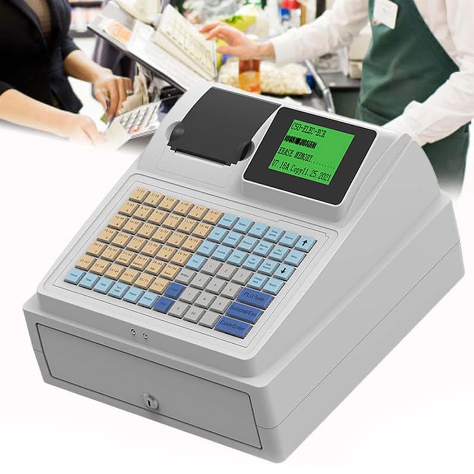 Caisse Enregistreuse Électronique Commerciale À 81 Touches,Caisse Enregistreuse avec Écran LCD Petites Entreprises,Aux Commerces Détail Et Aux Restaurants