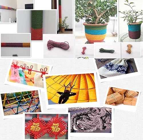 Miniatura 6 de Cuerda de yute amarilla ecológica para manualidades, agrupación de jardinería, 0.236 in x 65.6 ft (14 pulgadas x 65 pies)