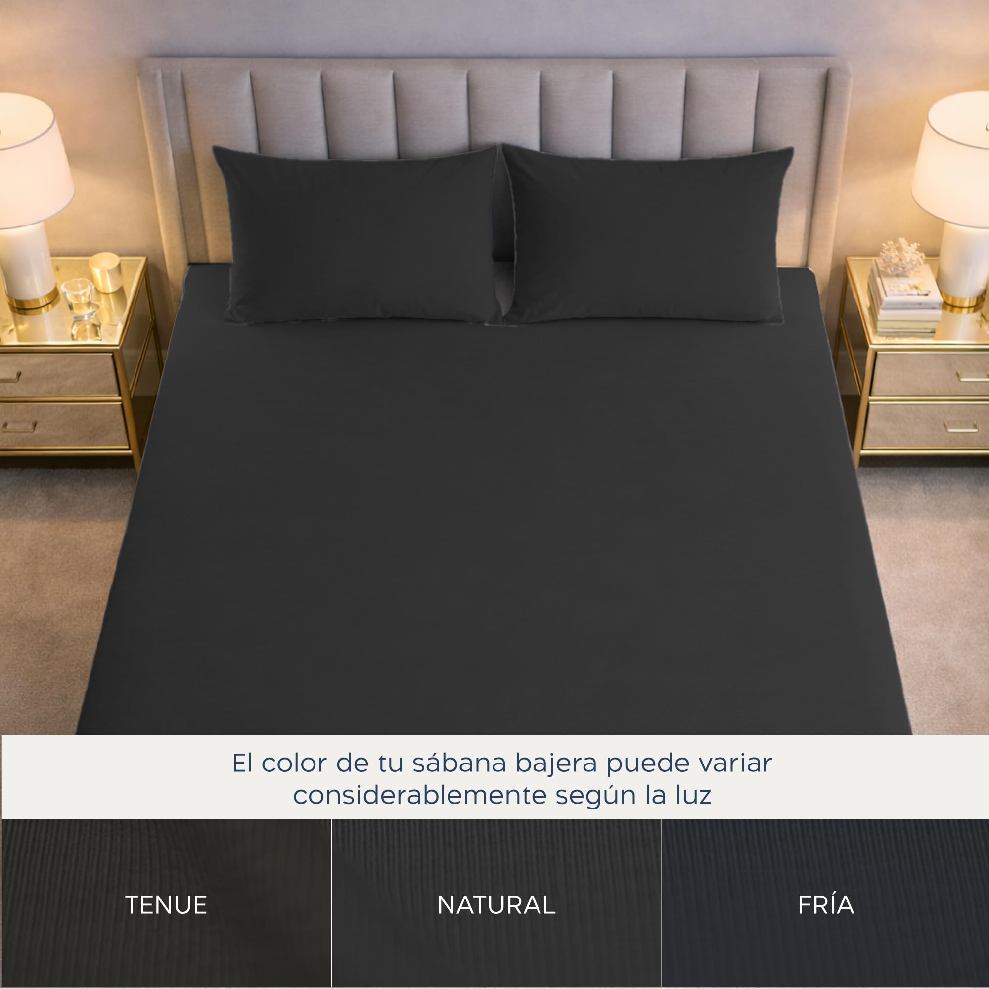 Twinzen - Sabana Bajera para Boxspring - 180x200 - Algodon Elastano | Gris oscuro · Sábanas Ajustables Para Colchón · Hasta 37cm de Altura · Oeko Tex Certificado · 100% Algodón · 360° Elastico