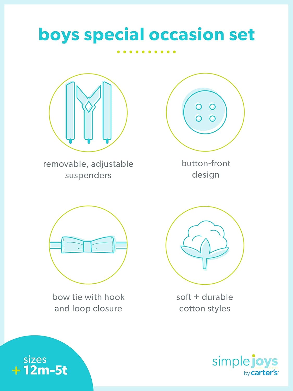 Simple Joys by Carter's Baby Boys' 4-piece Special Occasion Bow-tie and Suspender Pants Set