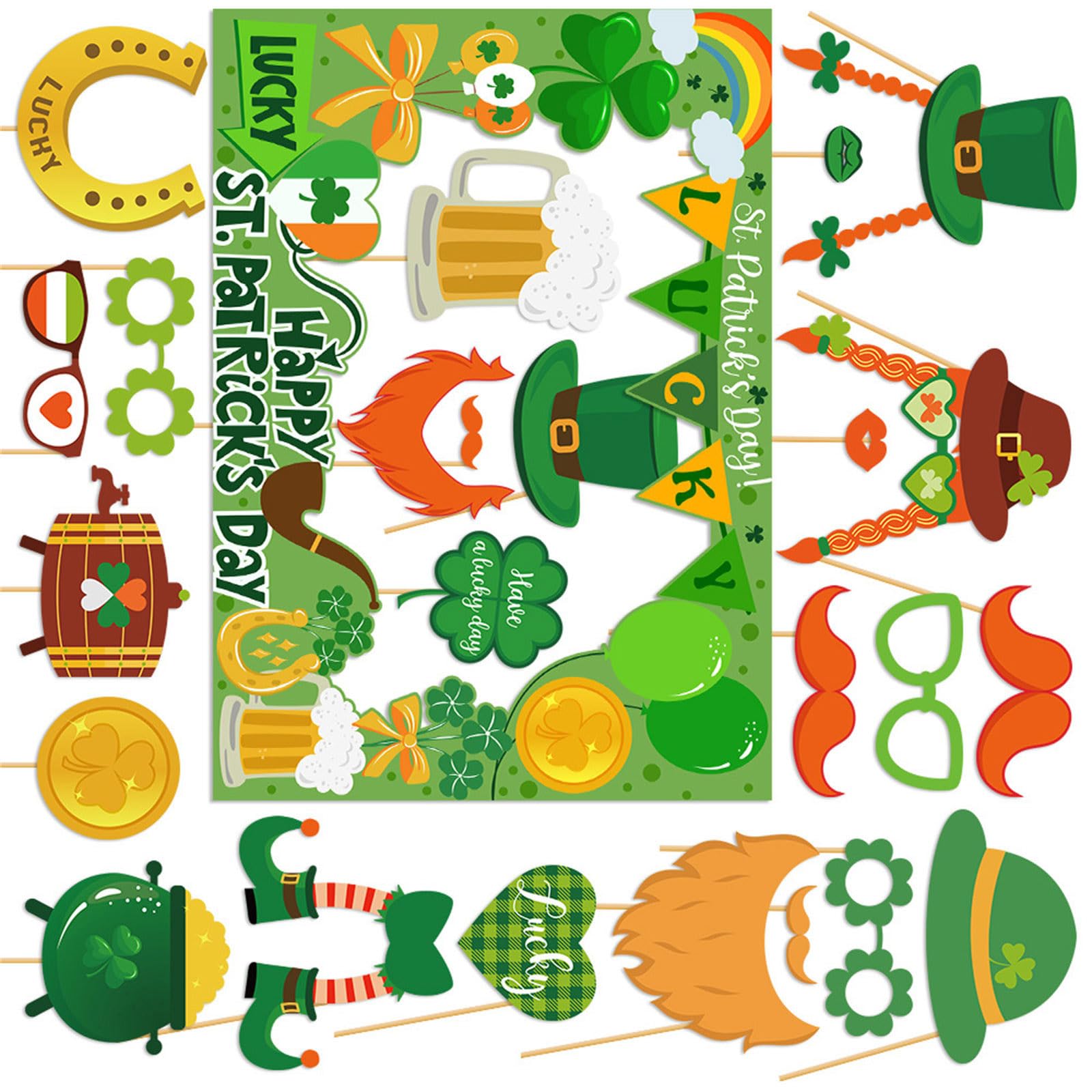 Elnwnnkc Creative Patricks Day Themed Photo Booth Props Set Multiple Designs Suitable for Easy Assembly Festival Decorations Funny Frames