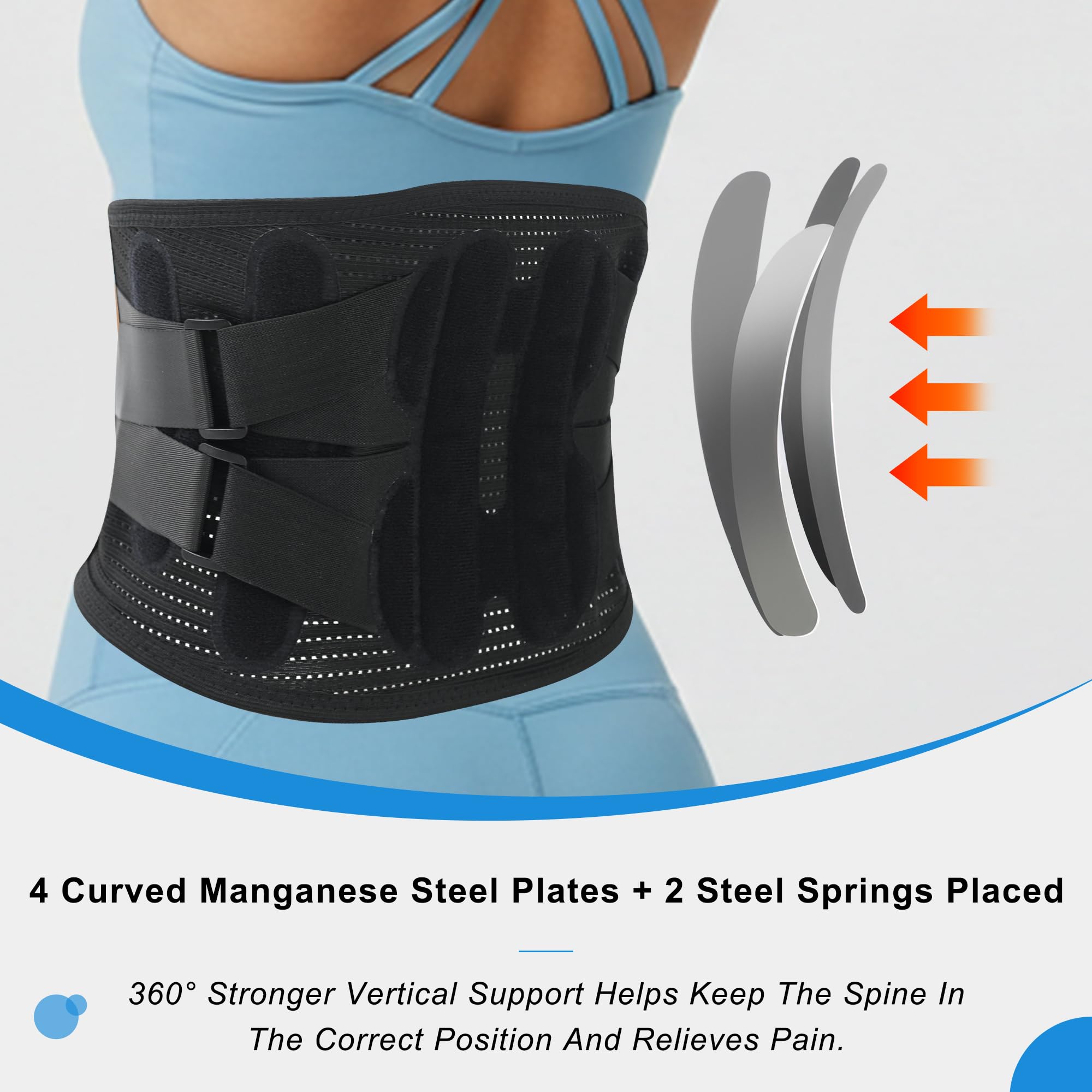 DOKIBI Back Brace for Lower Back Pain Relief for Women Adjustable Lumbar Support Belt Breathable Mesh for Herniated Disc,Sciatica,Scoliosis with Removable 3D Pad Home Work Sports