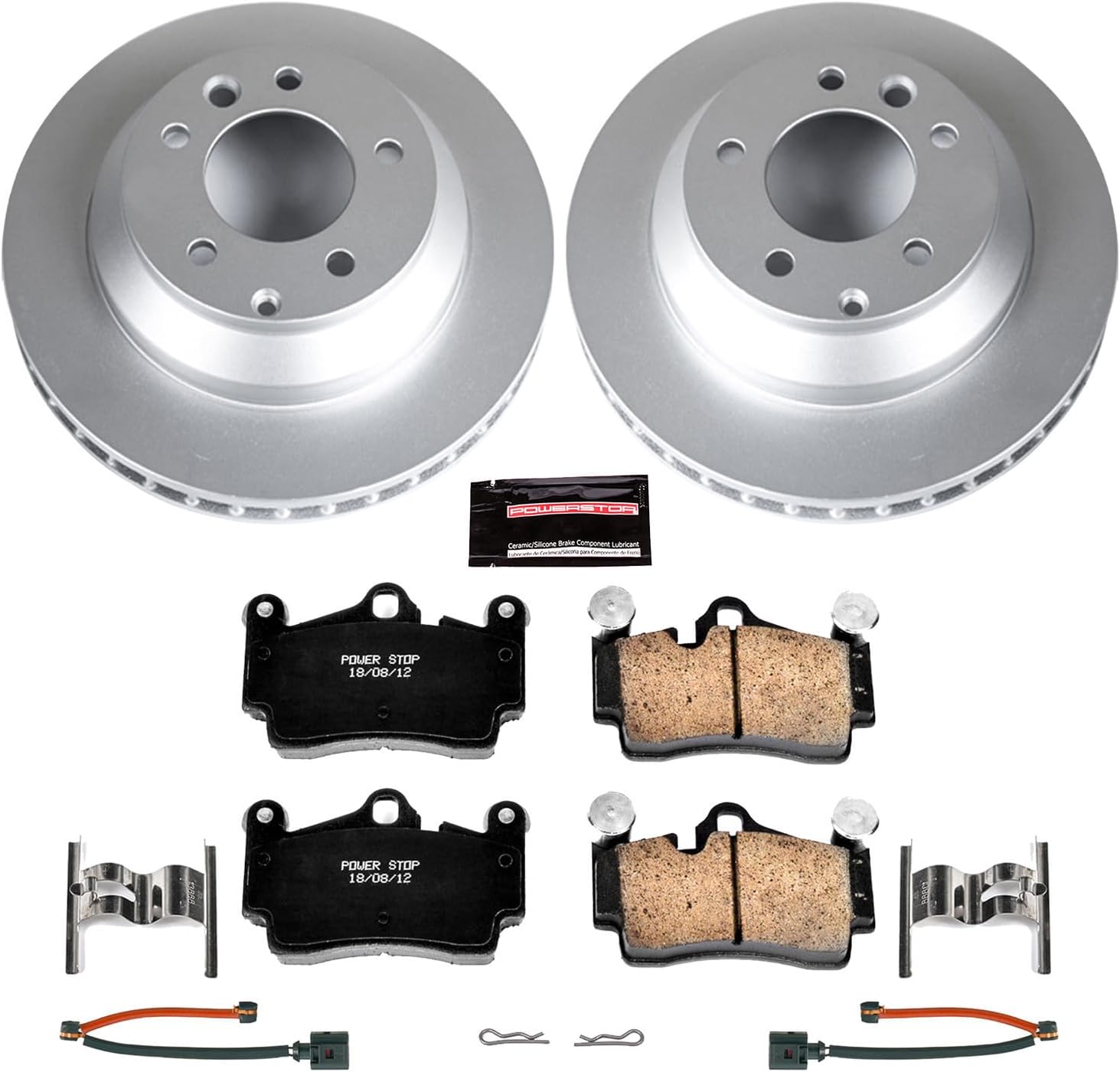 PowerStop Rear Brake Kit for Audi Q7 2007-15 |Porsche Cayenne 2003-06 |Cayenne 2008-10 |Volkswagen Touareg 2004-10 - Fully-Coated Disc Rotors with Z23 Carbon-Fiber Ceramic Brake Pads Upgrade, CRK5312