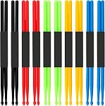 MUKCHAP Drum Sticks,10 Pairs 5A Nylon Drumsticks for Drum Set Light Durable Plastic Exercise Non-slip Handles Drum Sticks for Adults Musical Instrument Percussion Accessories,5 colors