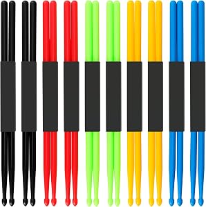 MUKCHAP Drum Sticks,10 Pairs 5A Nylon Drumsticks for Drum Set Light Durable Plastic Exercise Non-slip Handles Drum Sticks for Adults Musical Instrument Percussion Accessories,5 colors