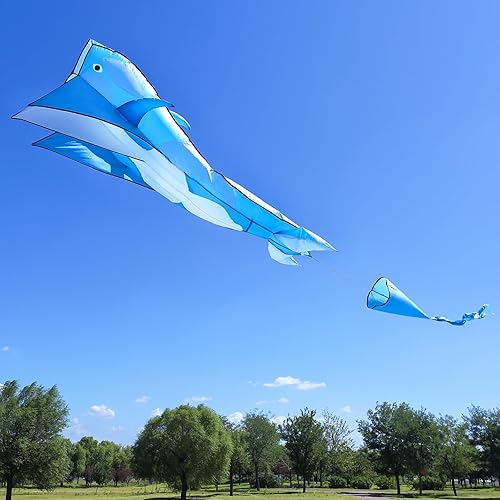 Miniatura 3 de Kaiciuss Cometa Orcas para niños y adultos, cometa de playa grande 3D de una sola línea, enorme cometa suave sin marco, cometa gigante de brisa de