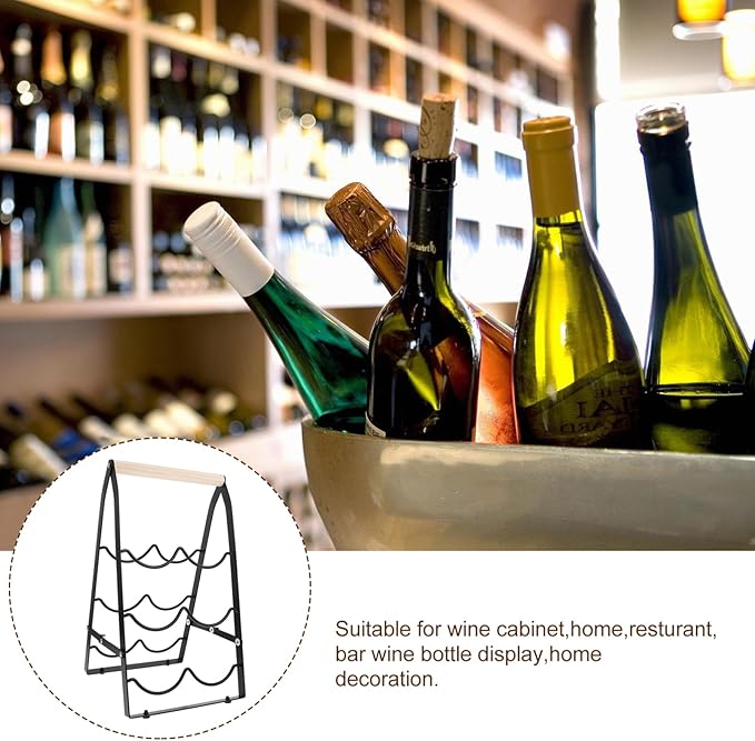 Soporte para Botellas Luxshiny Plegable de Hierro y Madera miniatura 8