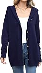 TASAMO Women's Open Front Hooded Cardigan Casual Long Sleeve V-Neck Button Down Knit Sweater