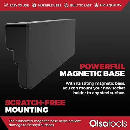 Miniatura 99 de Olsa Tools Organizador magnético de enchufes (unidad de 1/2 pulgada, 3 filas) - Organizador magnético de herramientas y soporte de enchufes