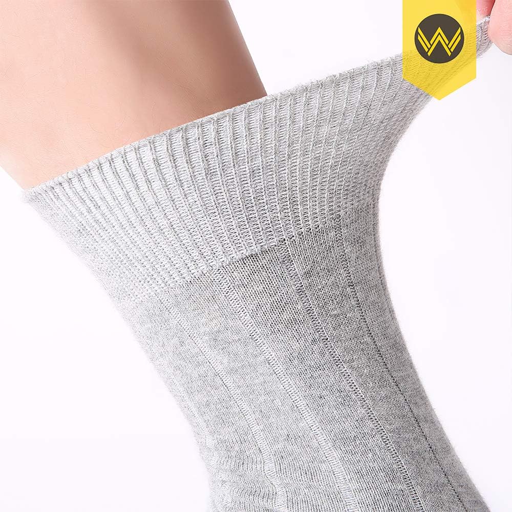 WANDER Mens Dress Socks Double Needle Rib Cotton Solid Premium Socks Lightweight Classic Business Socks 6/8 Pairs 7-12/13-15 - Image 4