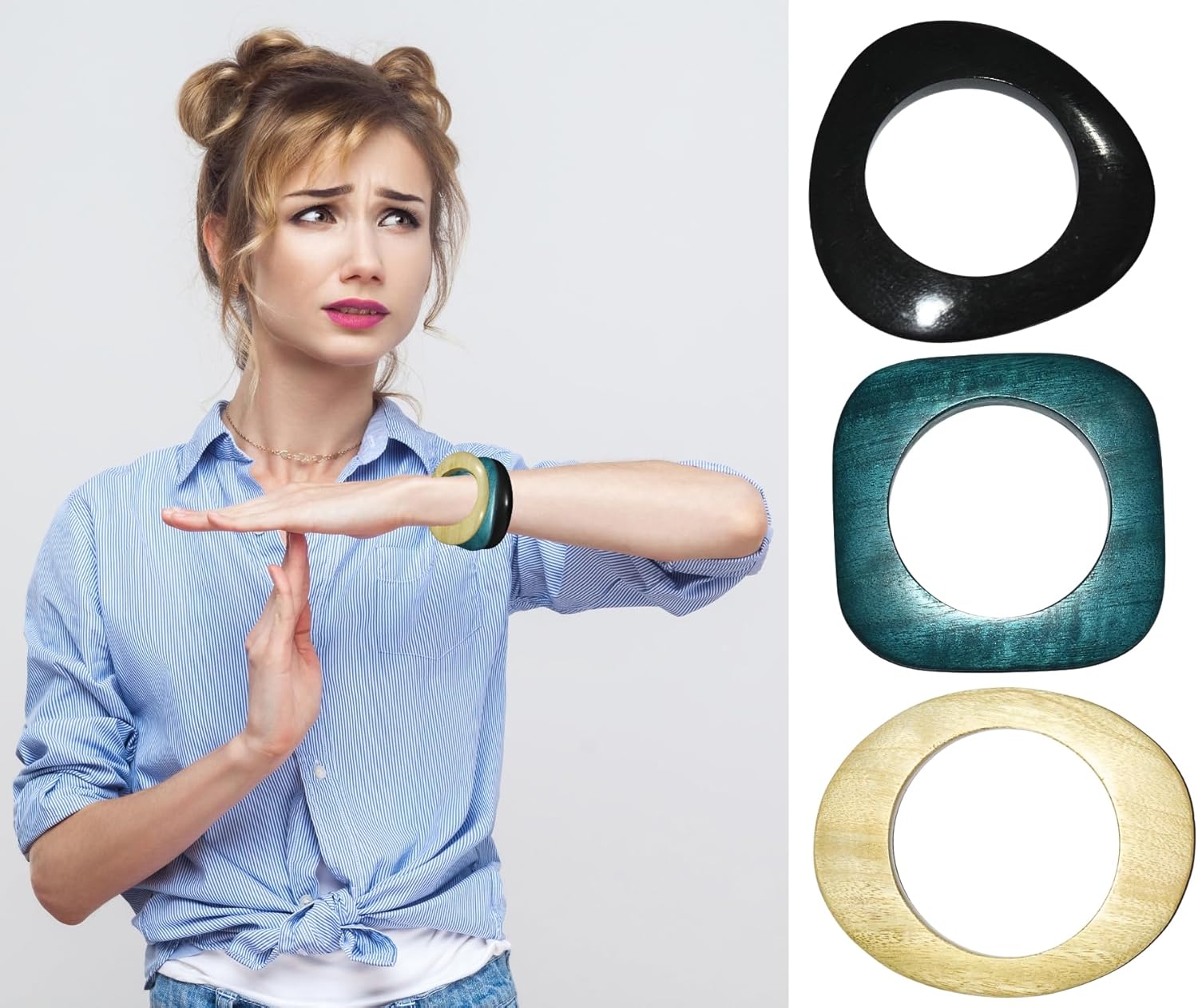 Wooden Triangle Oval Shape Bangle Set for Women | Handmade Natural Wood Bangles | Geometric Artisan Design | Lightweight Stylish Jewelry | Boho Fashion Accessories | Gift for Her