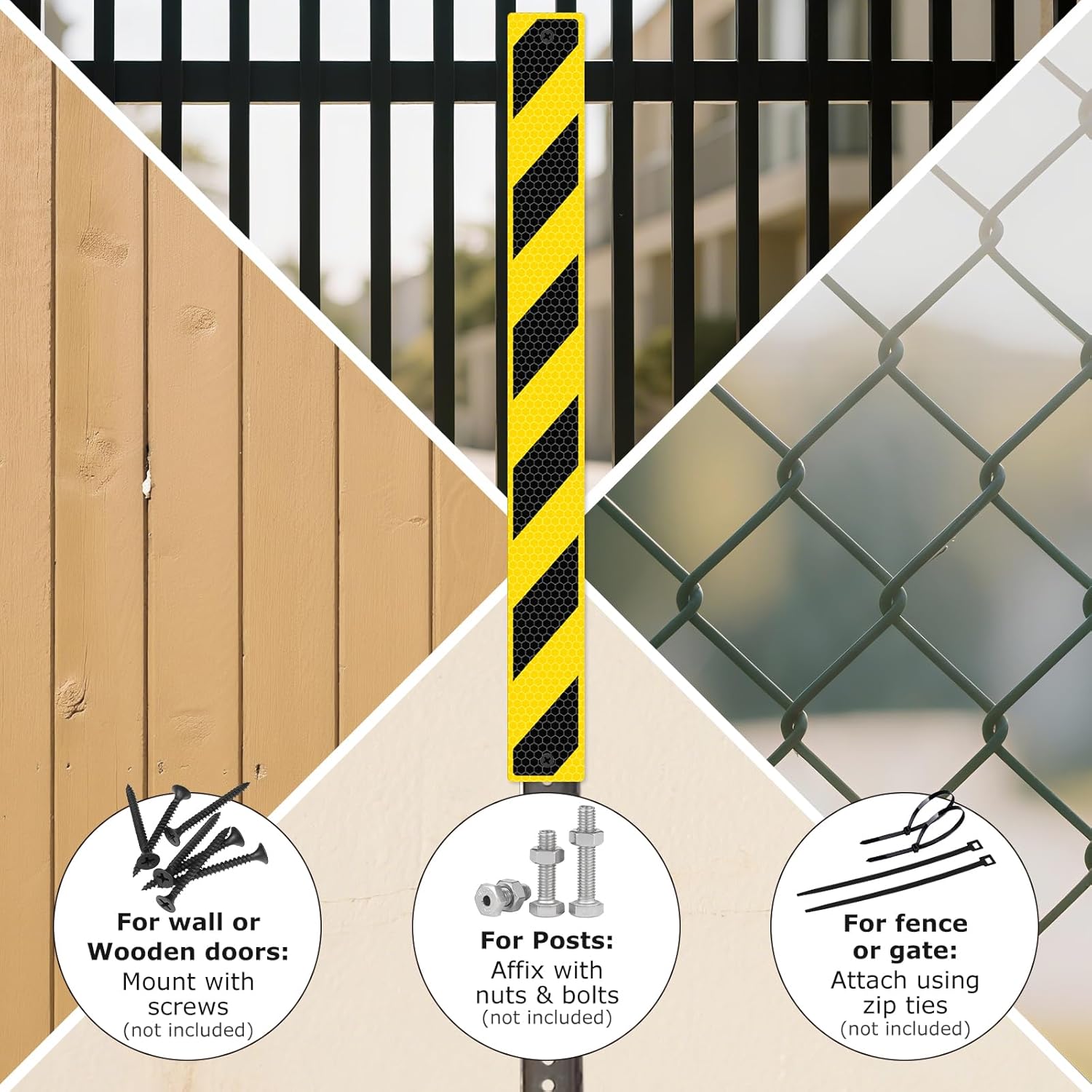 6 Pack Reflective Sign Post Panels 30 x 3 Inch Engineer Grade Reflective Aluminum Marker Waterproof Metal Reflectors for Fence Entrance Post Driveway Truck