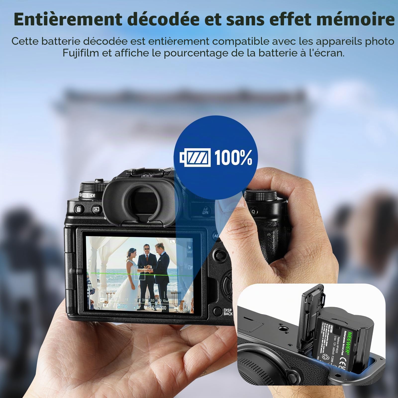 NEEWER NP-W235 Lot de 2 chargeurs de Batterie pour Appareil Photo - Double Fente USB - avec écran LCD - 2400 mAh - Batteries de Rechange compatibles avec Fujifilm X-T5 X-T4 GFX 100S X-H2S GFX 50S II