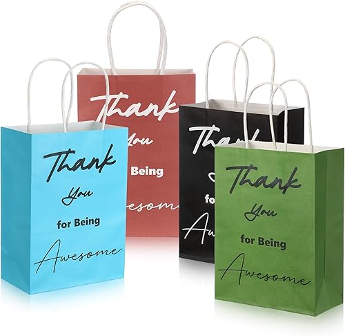 Miniatura 1 de Sweetude 48 bolsas de regalo de agradecimiento con asas, bolsas de papel de regalo de agradecimiento a los empleados, bolsas de papel de