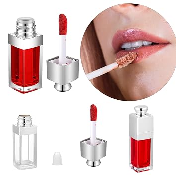 2 Pcs 8ml Empty Lip Gloss Tubes Clear Lip Gloss Tubes with Wand Clear Refillable Lips Balm Bottles Mini Lipstick Containers Refillable Lips Balm Glosses Containers for DIY Makeup