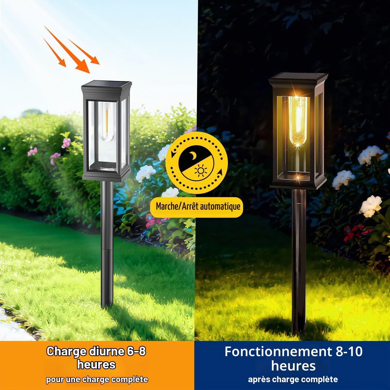 Lampe Solaire Exterieur Jardin, Lot de 8 Lampe Solaire Exterieur, IP65 Allumage Automatique Lampe Solaire Jardin pour Balcon, Terrasse, Chemin, Pelouse, Extérieur, Blanc Chaud