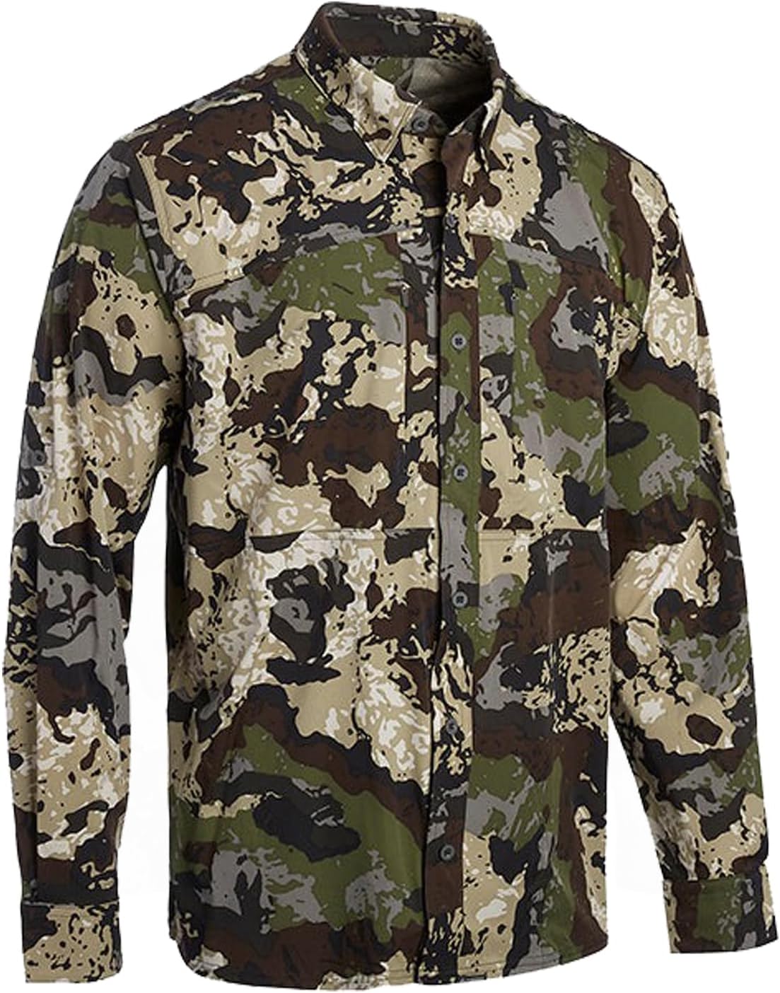 Pnuma Outdoors Shooter Shirt Long Sleeve, Caza Camo, Moisture Wicking, UPF 30+, Odor Control Fabric (SS-LS-CZ)