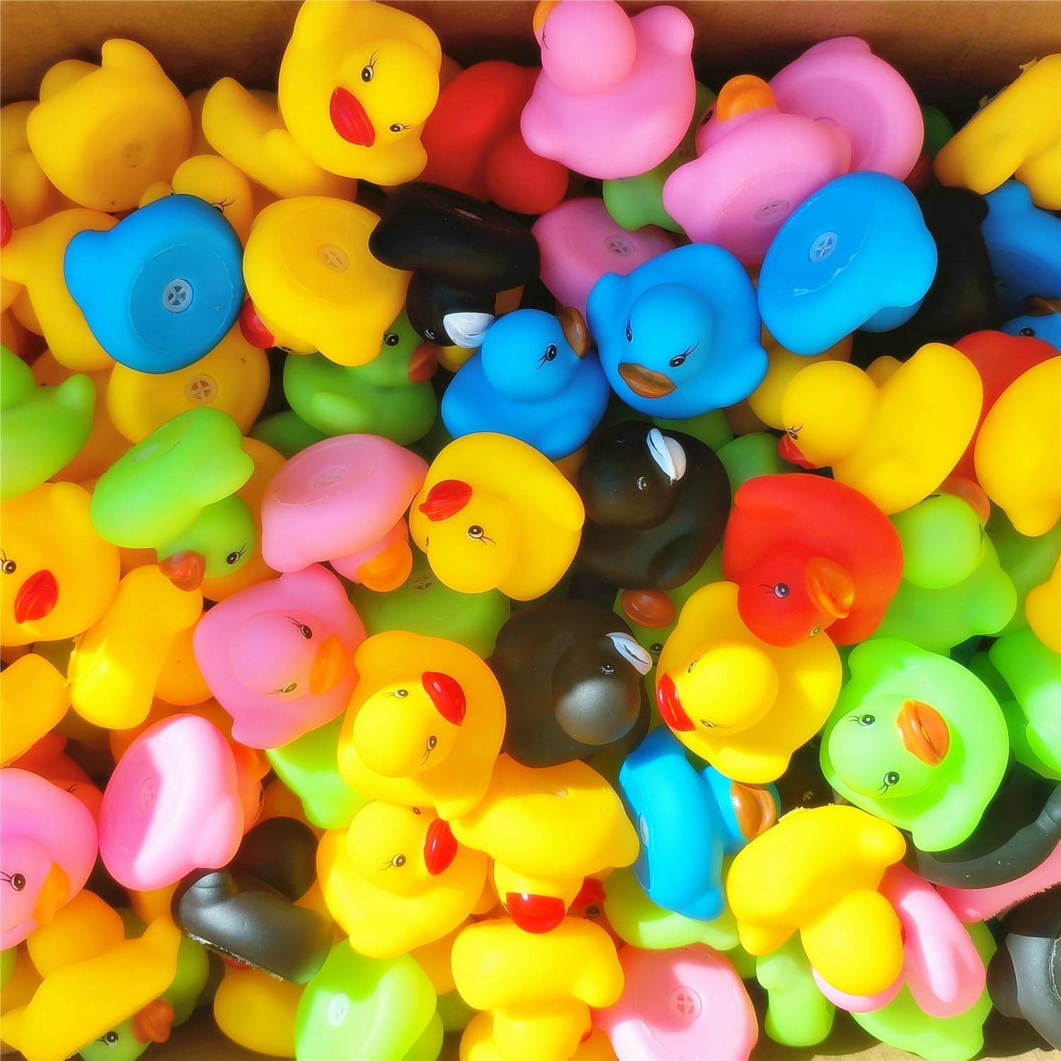 DZTIAN 31 Pcs Multicolored Mini Multicolor Rubber Ducks Baby Bath Ducky Bathtub Pool Squeaky Little Duck Toys for Shower/Party Decoration Supplies/Birthday (1.6