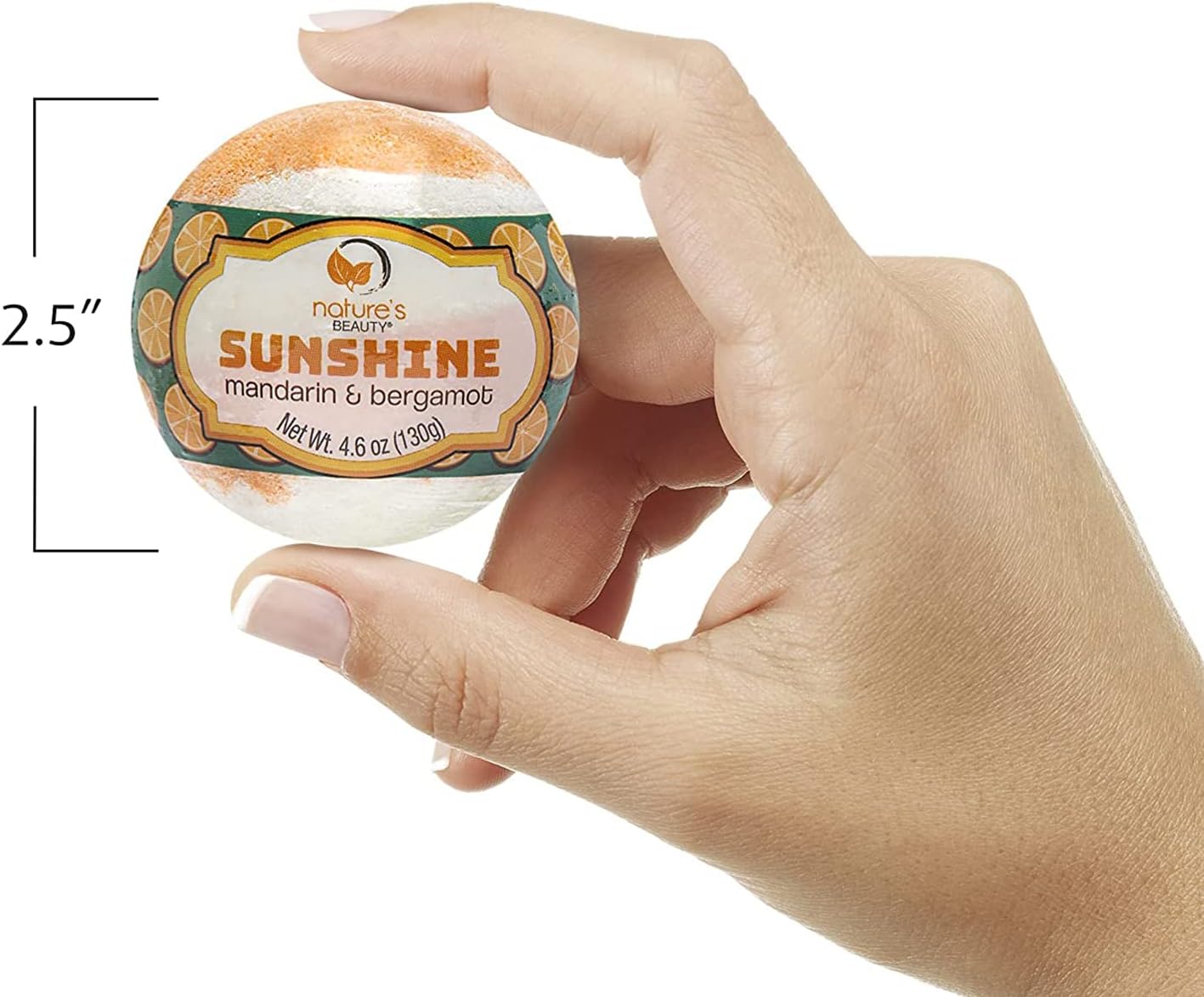Nature's Beauty Sunshine Mandarin & Bergamot Bath Bomb Multi-Pack - Natural Hand Crafted, Non-Staining, Luxury Fizzy Spa Bomb, Nourishe Dry Skin, Made w/Coconut Oil + VIT. E, 4.6oz (4 Pack) 4 Nature's Beauty Sunshine Mandarin & Bergamot Bath Bomb Multi-Pack - Natural Hand Crafted, Non-Staining, Luxury Fizzy Spa Bomb, Nourishe Dry Skin, Made w/Coconut Oil + VIT. E, 4.6oz (4 Pack)