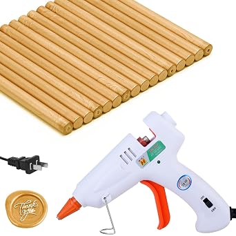AHIER 16P Gold Sealing Wax Sticks with Glue Gun for Wedding Invitations, Envelopes, Gift Wrapping