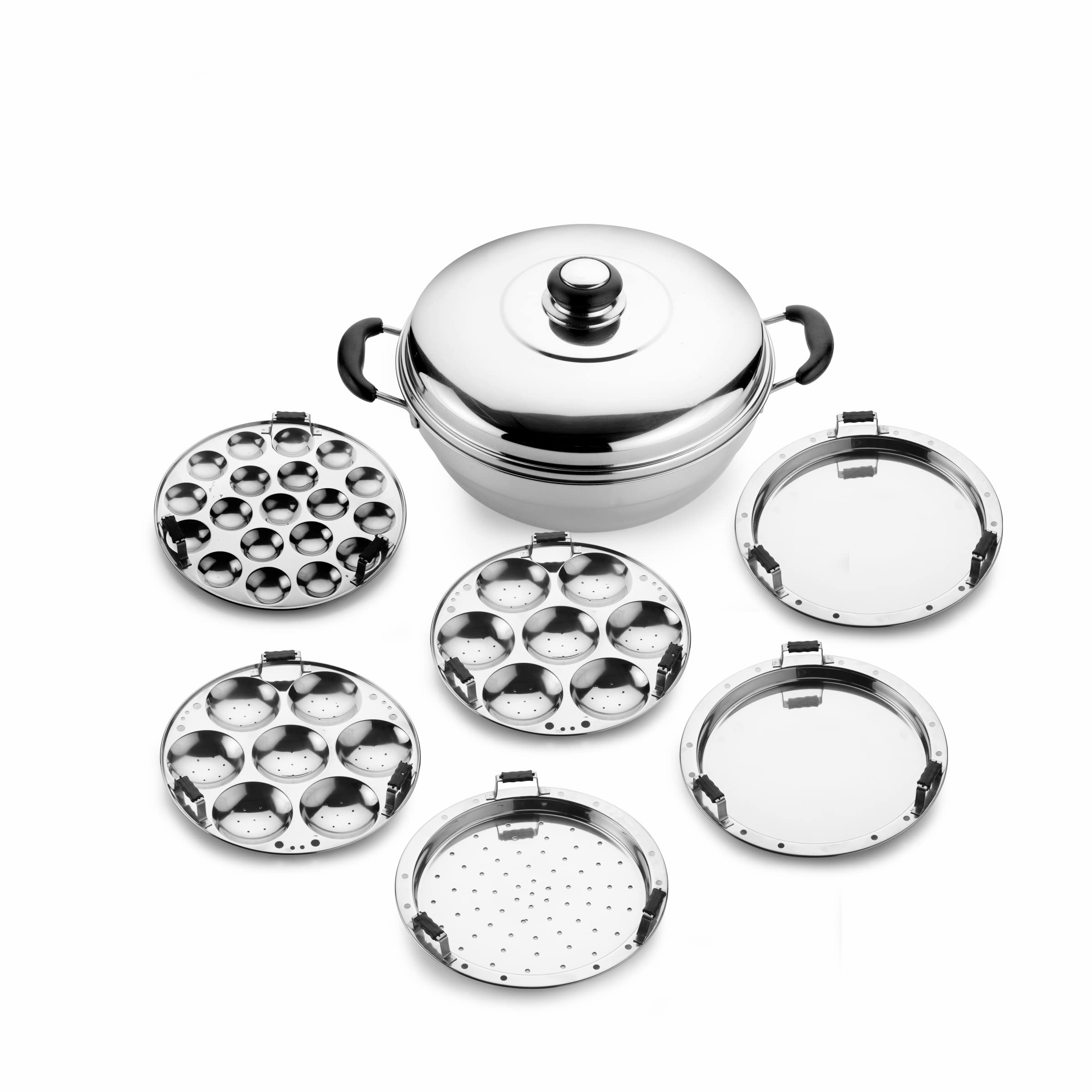 Crystal Stainless Steel 6 Pc Multi Kadai (Induction Friendly) with LId,[ 2 Idli Plate, 2 Dhokla Plate, 1 Patra Plate, 1 Mini Idli Plate ] (B0BBWJPLWK) Amazon Price History, Amazon Price Tracker