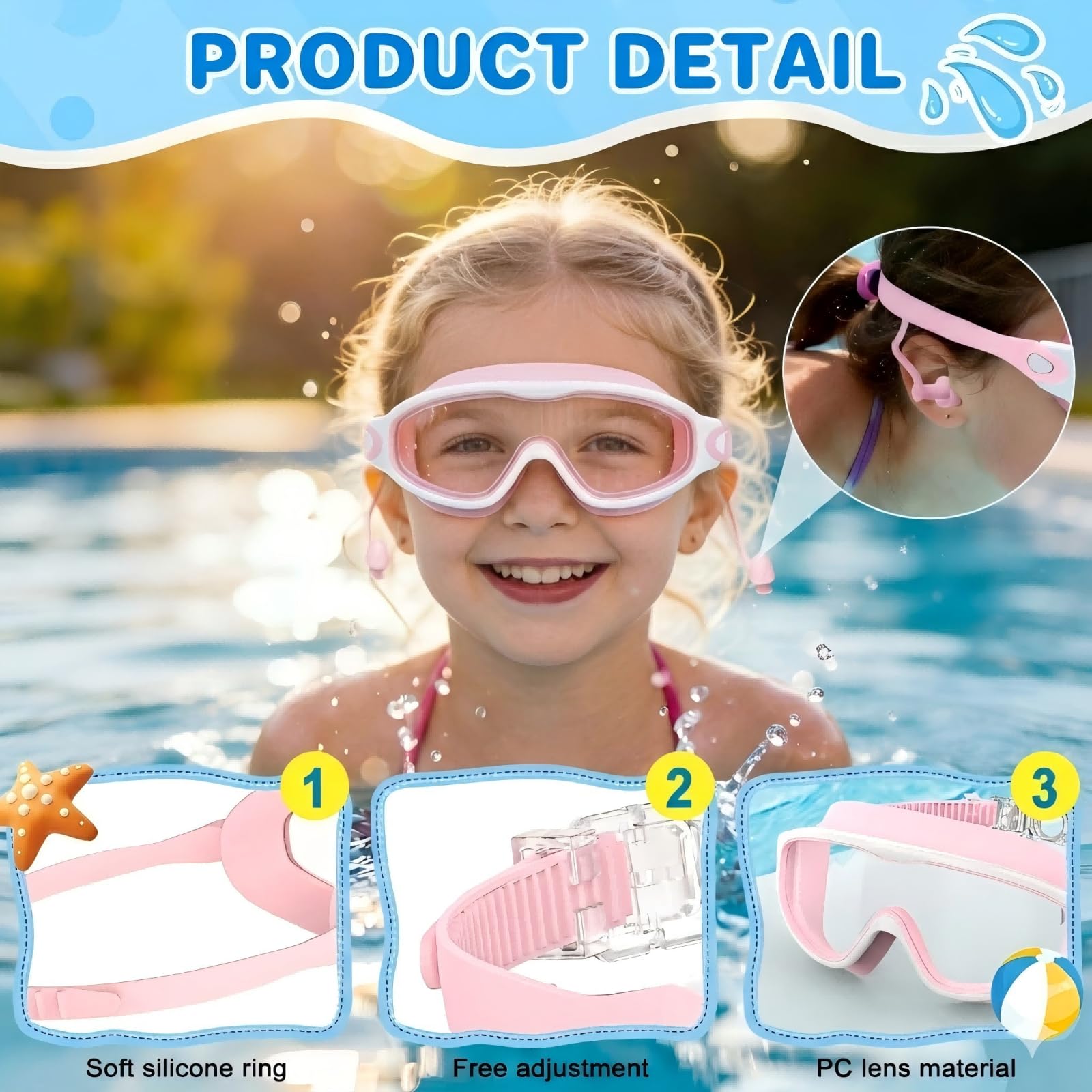 SHINER Gafas natacion, gafas natacion niño de 3 a 15 años, antivaho, impermeables, máscara de buceo panorámica, antifugas de 180° gafas piscina niños, para niños y niñas