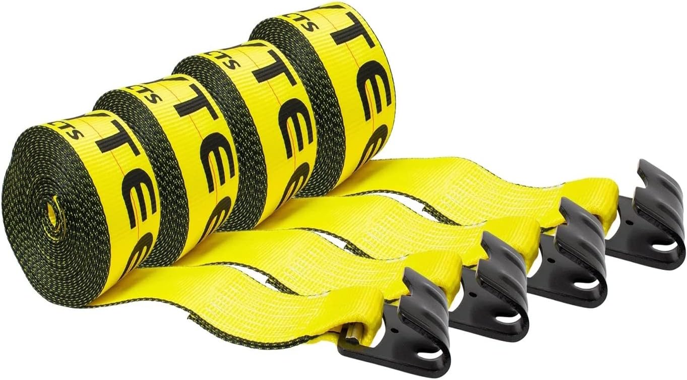 Mytee Products (4 Pack 3 in. x 30 ft. Winch Strap with Flat Hook